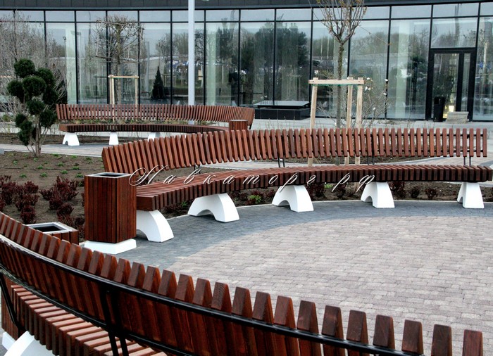 Скамейки радиусные на бетоне СБлв-рл со спинкой
